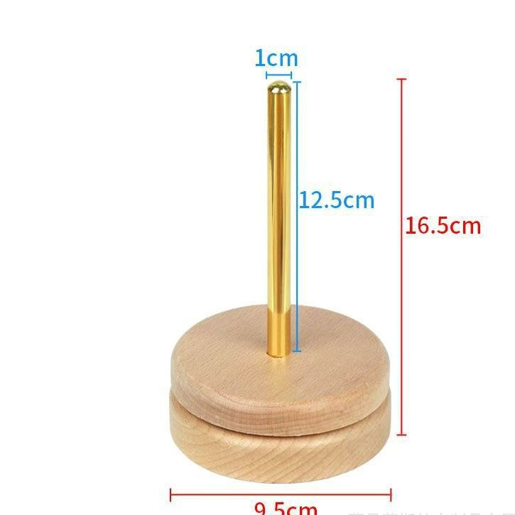 Double-Axis Rotating Wooden Desktop Spool Rack Removable Wire Storage Organizer