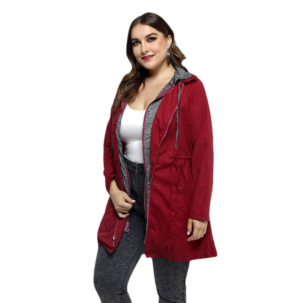 Women's long hooded trench coat with double zipper front, photo 5