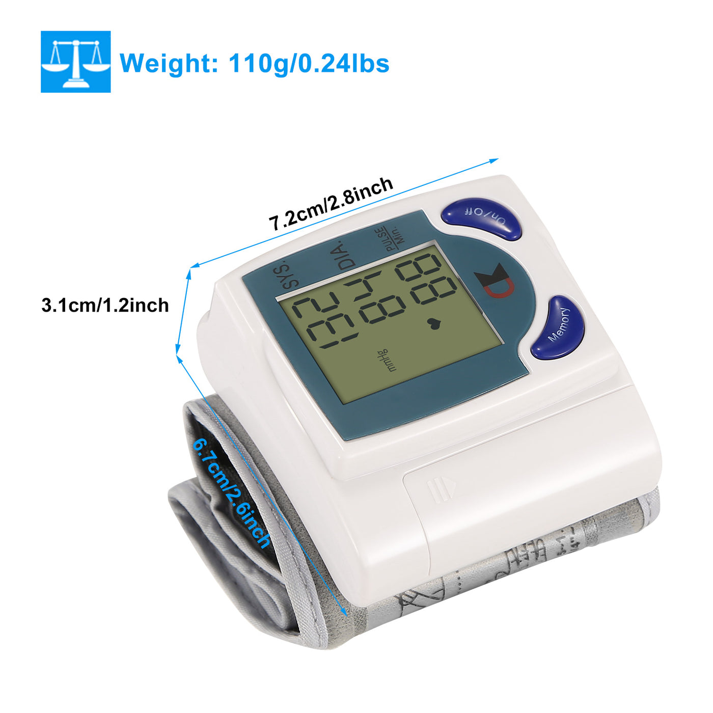 Digital wrist blood pressure monitor cuff detail