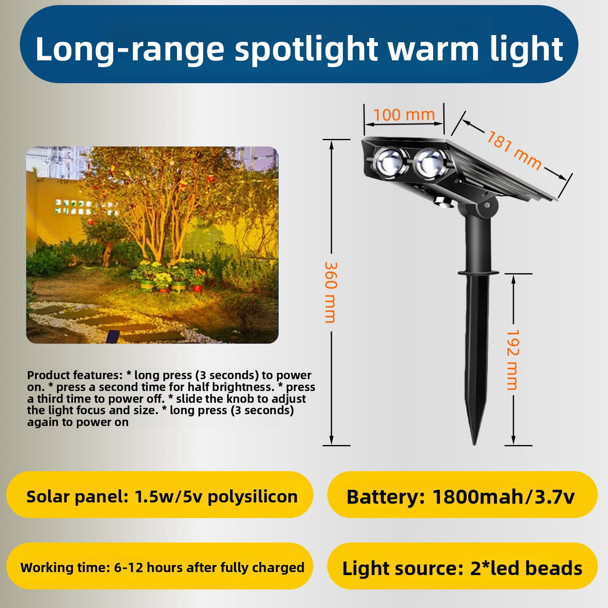 Solar Powered Color Changing Outdoor Lawn Light