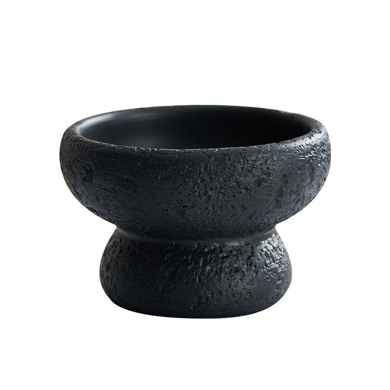 Decorative Cement Candle Cup with Volcanic Stone Base