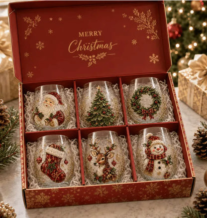 Christmas glass art cups glass cups egg cups