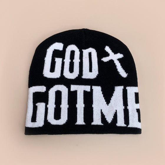 Letter Color Block Knit Beanie Hat Unisex Hip Hop Skull Cap