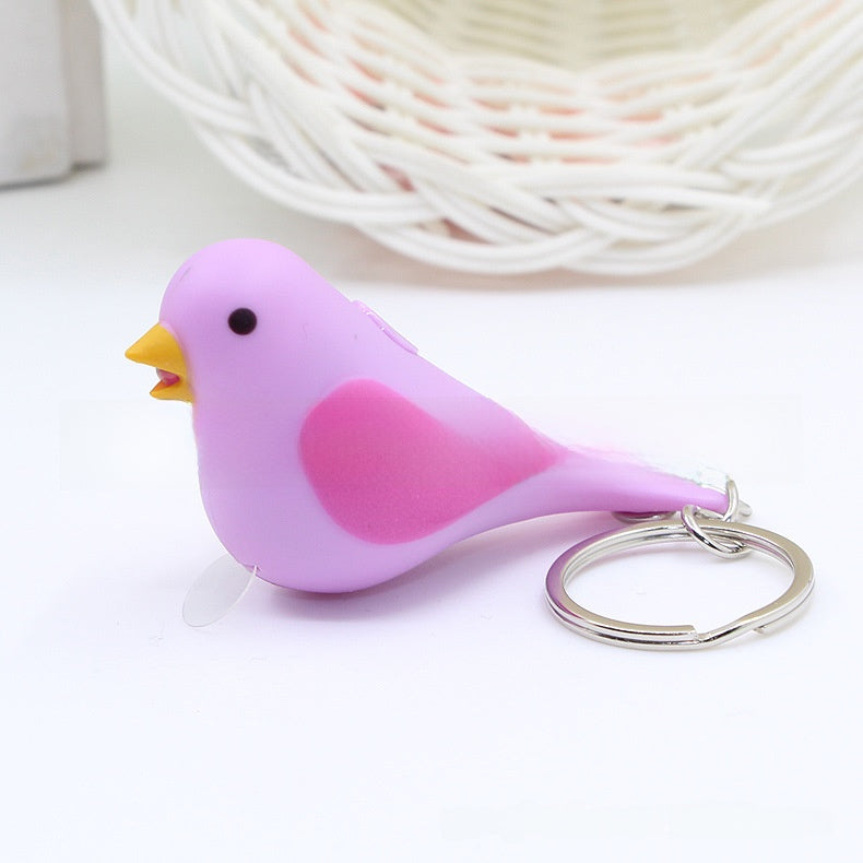LED Light Up Bird Sound Keychain Creative Animal Pendant Gift