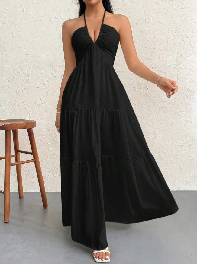 Women's deep V-neck sleeveless A-line maxi dress, photo 8