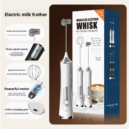 Household Handheld Egg Liquid Frother, Coffee Milk Frother, Electric...