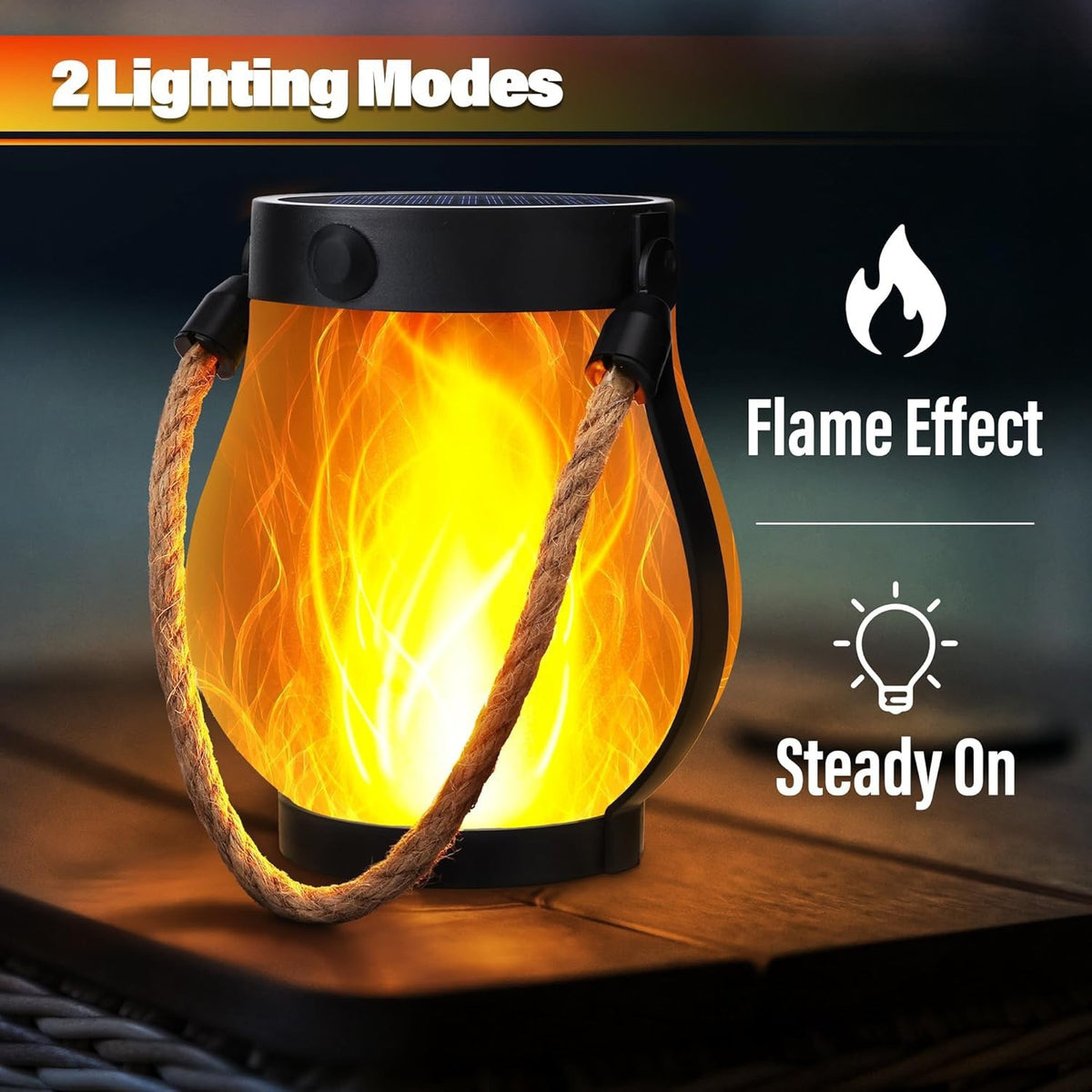 Solar Powered Hanging Lantern with Dancing Flame
