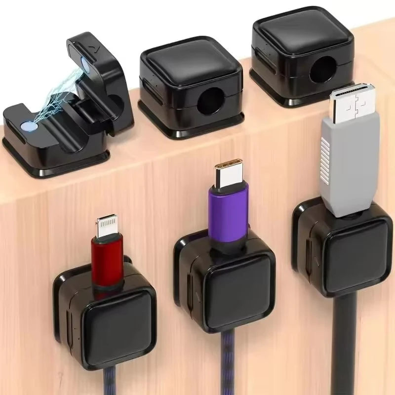 6Pcs Magnetic Cable Clip Winder Holder Adhesive Wire Keeper Cord Cable Organizer Usb Charging Cables Winder for Office Desktop