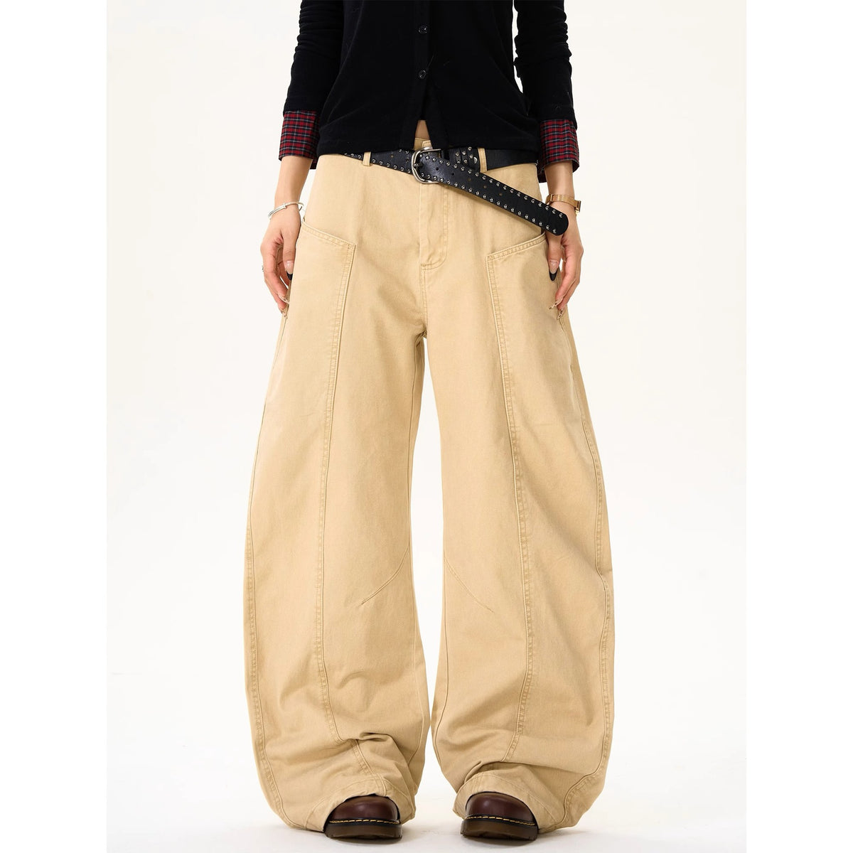 Deconstructed Wide-Leg Cotton Casual Pants Clothing & Accessories product image 2