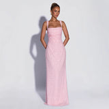 Sequined Sleeveless Tube Top Long Dress with Slit