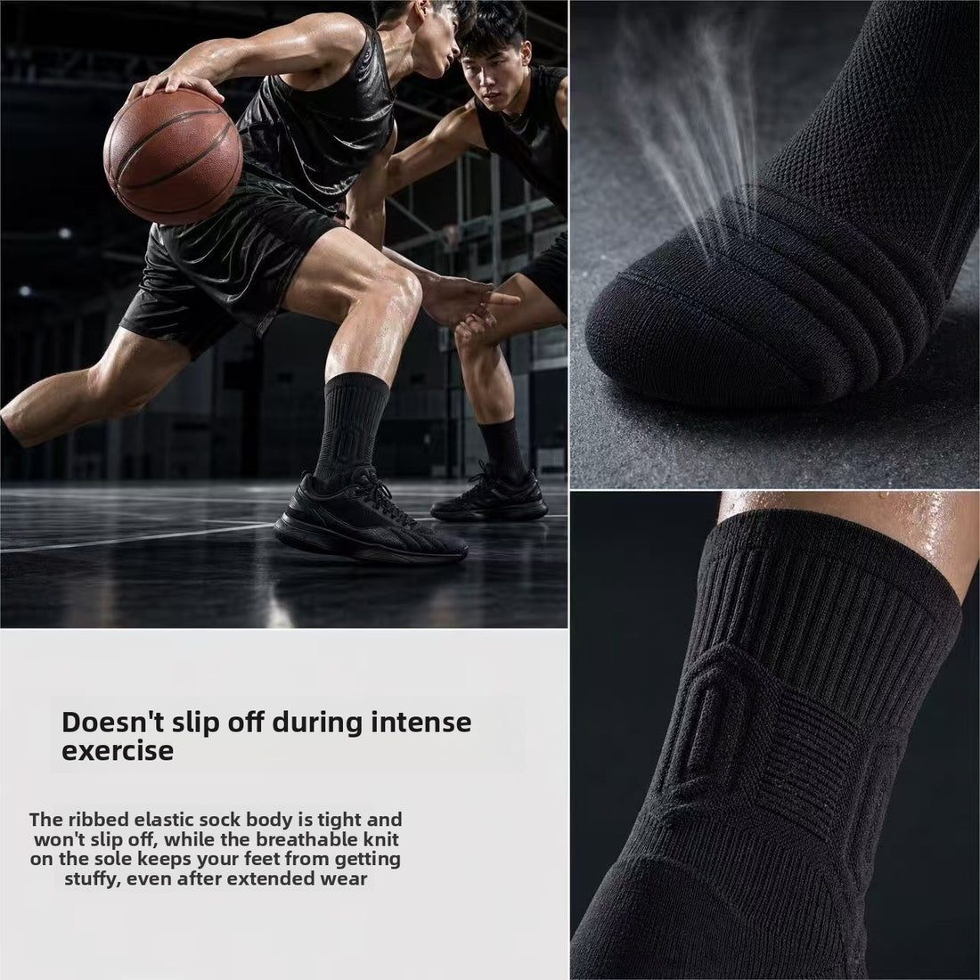 Extra Thick High Tube Mens Terry Cushioned Anti Slip Sports Socks