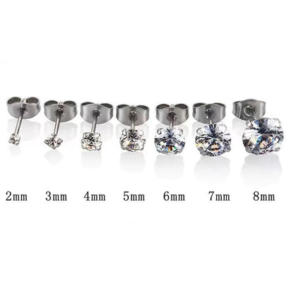 Cubic Zirconia Stainless Steel Ear Studs