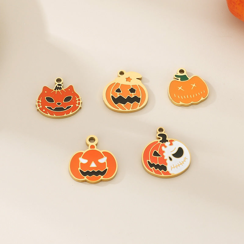 Halloween Pumpkin Devil Pendant Stainless Steel Jewelry Accessory