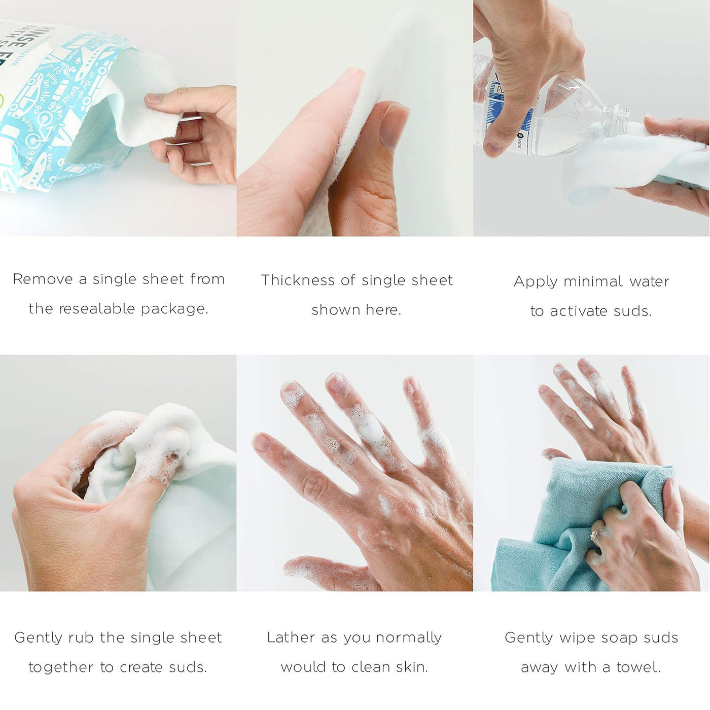 Disposable Rinse-Free Shower Bath Wipes