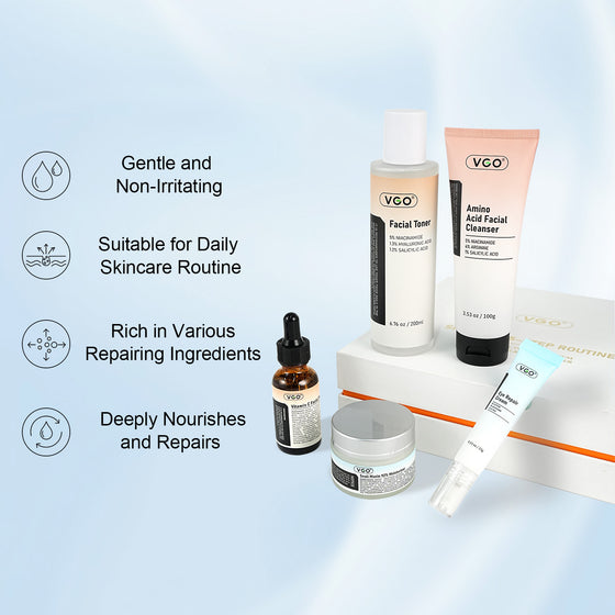 5-Step Skincare Routine Set, full set flatlay