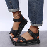 New Design Womens Flat Roman Sandals Thick Hollow Out Sandals