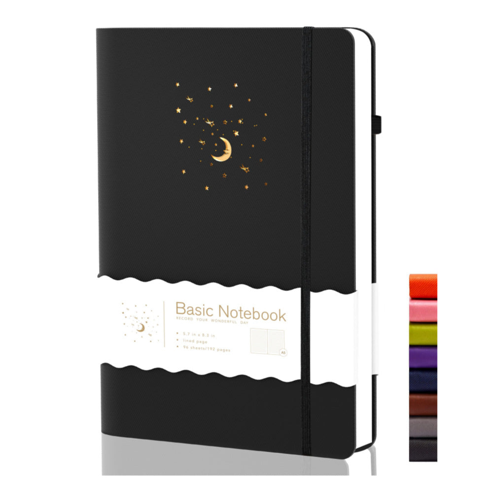 Faux leather hardcover lined notebook with elastic band, photo 1