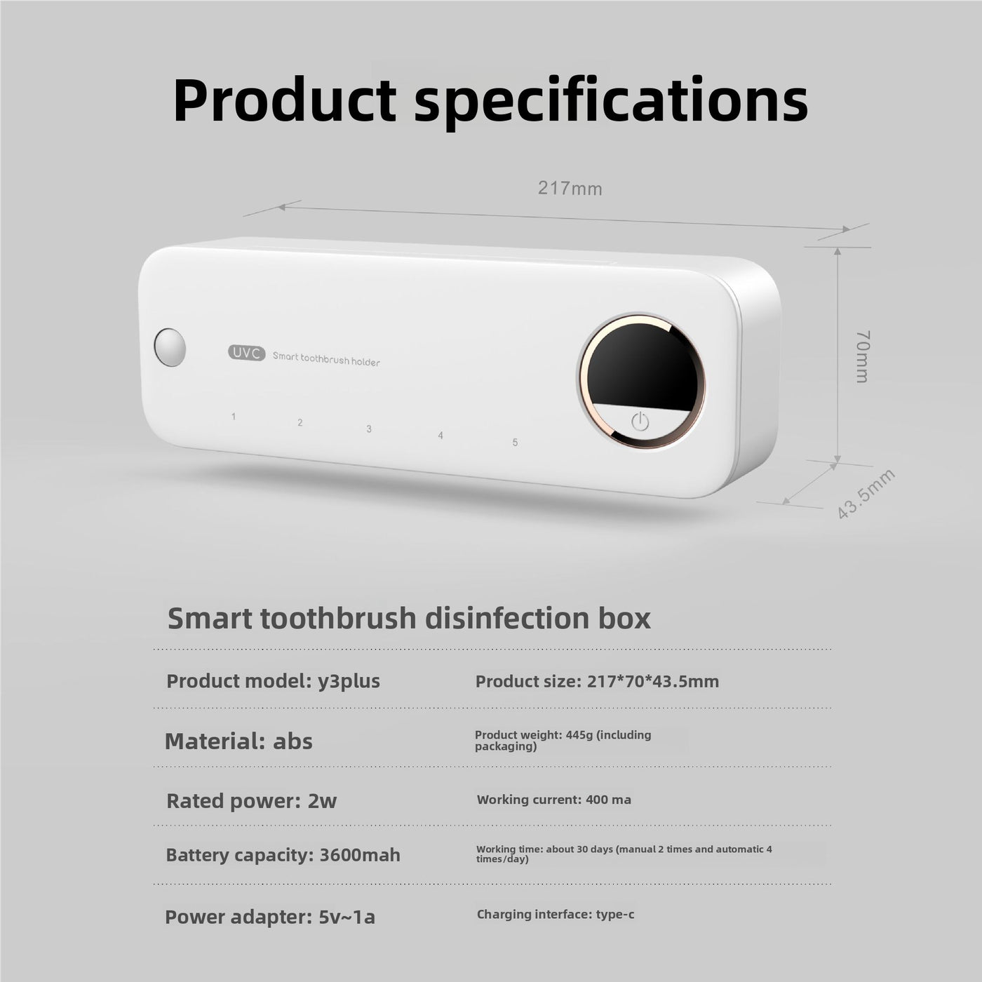 Smart UV Toothbrush Sterilizer Wall Mount