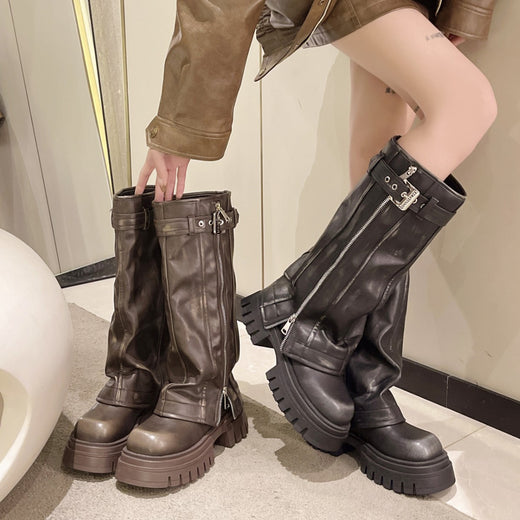Fleece Lined Retro Riding Boots Formal Shoes product image 1