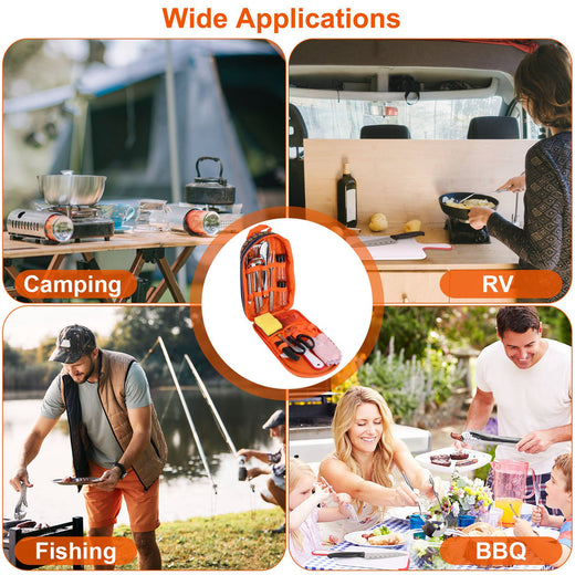 Camping cooking utensil kit spatula and ladle detail