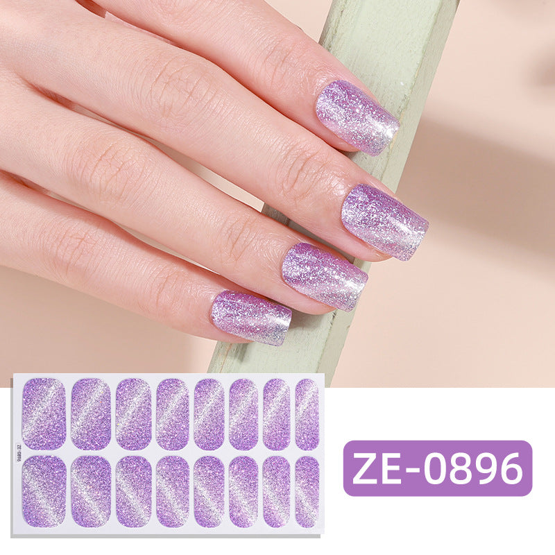 16 Pcs Cat Eye Glitter Nail Stickers