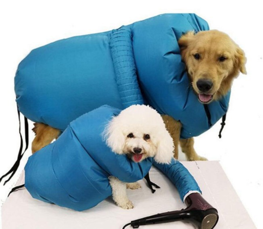 Pet drying box with dog inside