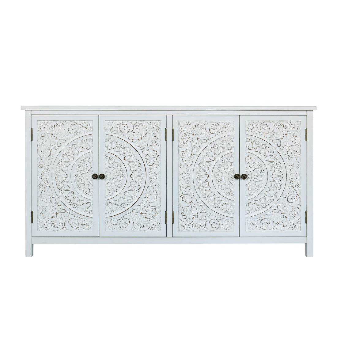60 Inch White Accent Cabinet Rustic Wood Sideboard