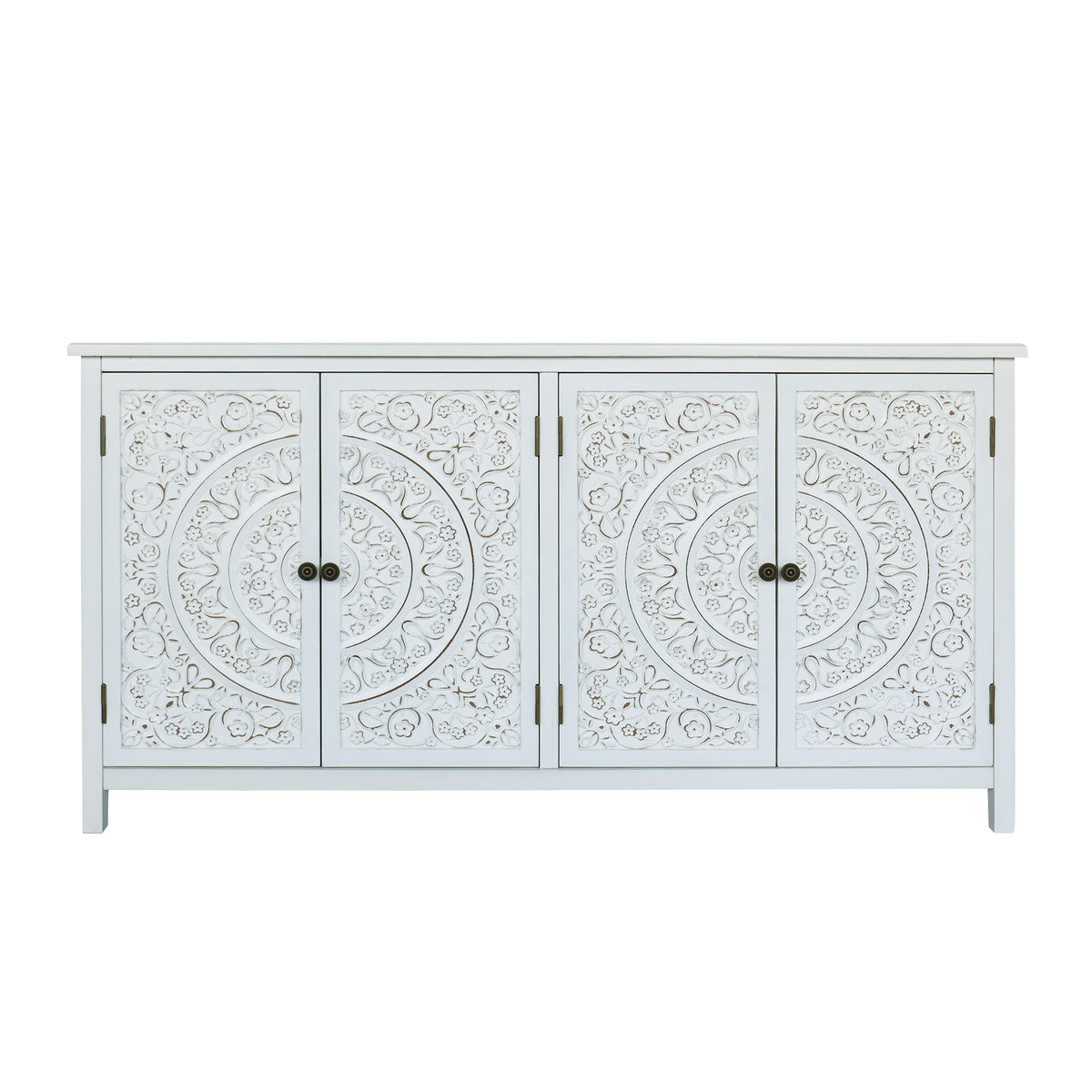 60 Inch White Accent Cabinet Rustic Wood Sideboard