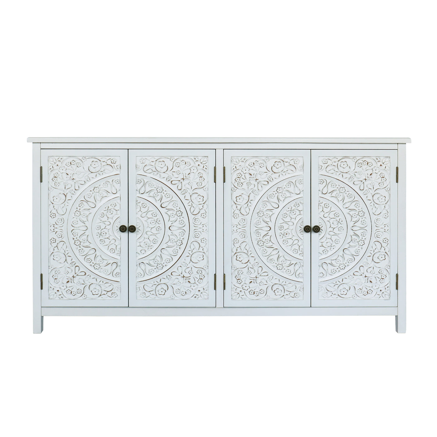 60 Inch White Accent Cabinet Rustic Wood Sideboard