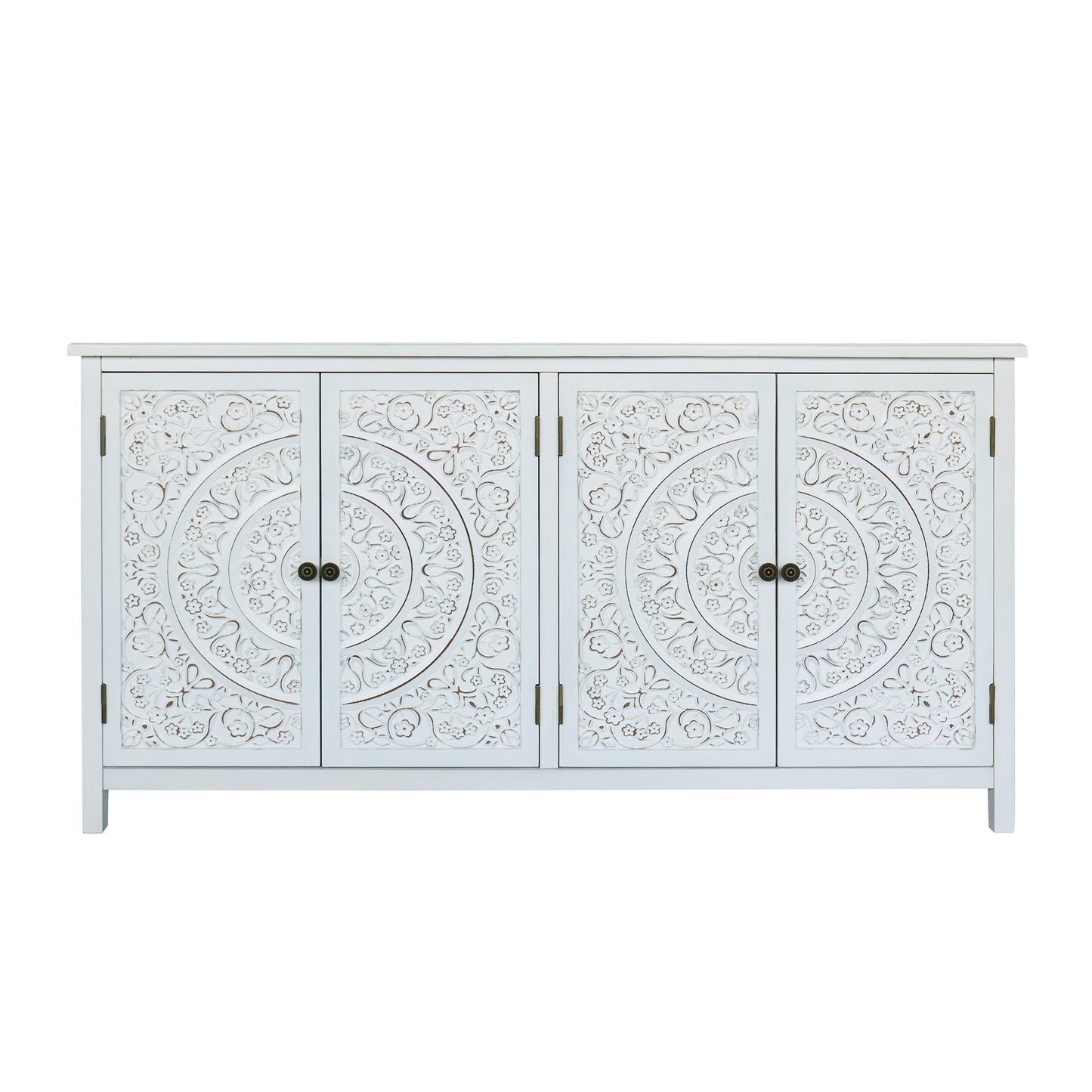 60 Inch White Accent Cabinet Rustic Wood Sideboard
