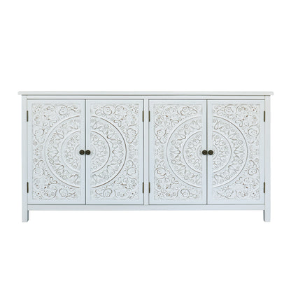 60 Inch White Accent Cabinet Rustic Wood Sideboard
