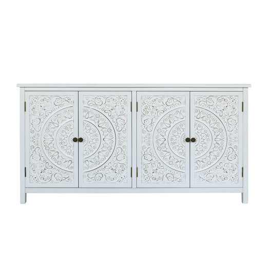 60 Inch White Accent Cabinet Rustic Wood Sideboard