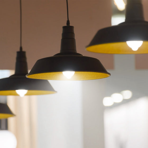 Pendant lamps lit by motion sensor bulbs