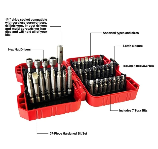 Red bit case with labeled bit types