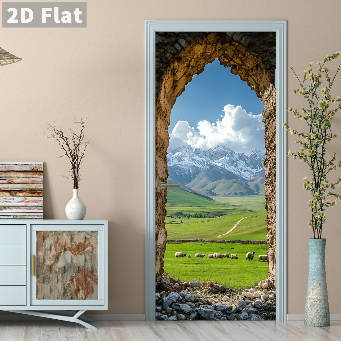 Creative Wooden Door Refurbished Door Stickers Wall Stickers