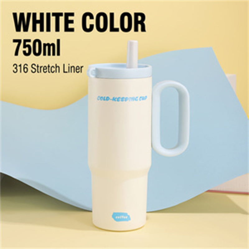 White 750 ml tumbler with handle