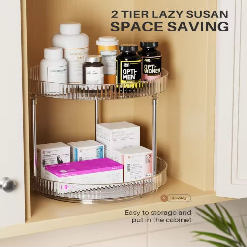 Pack of 2 Double Layer Rotating Spice Rack Organizer