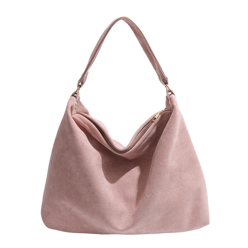 Retro Suede Shoulder Tote Bag
