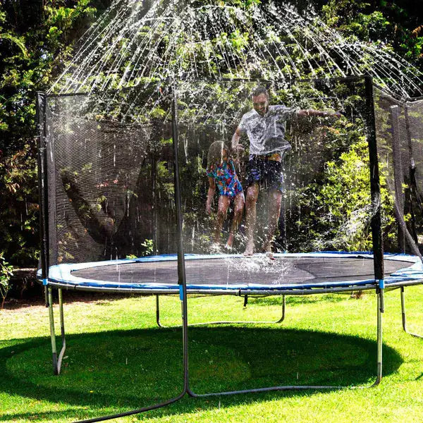 Trampoline sprinkler cooling spray summer fun