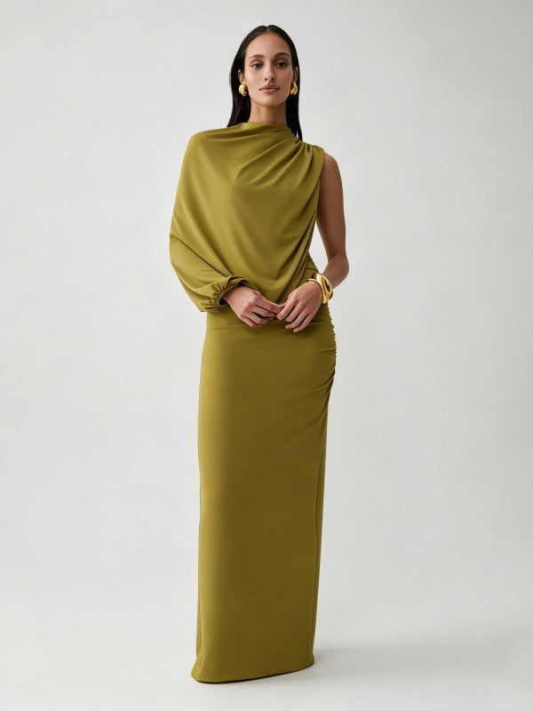 Women's sleeveless shawl-style bodycon maxi evening dress, photo 1