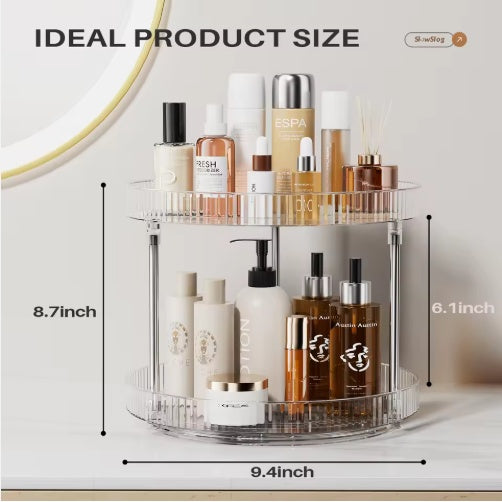 Pack of 2 Double Layer Rotating Spice Rack Organizer