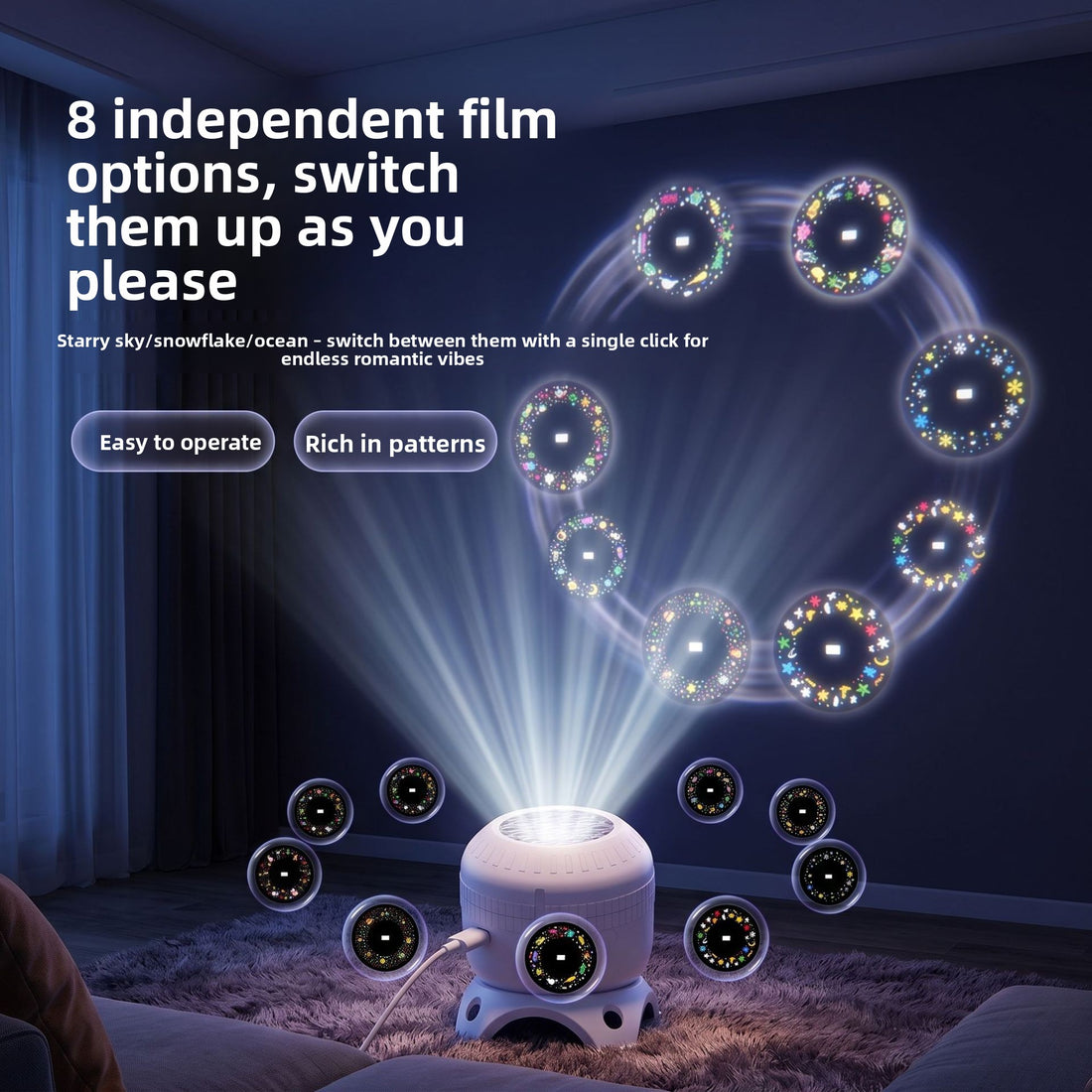 Rotating starry sky projector