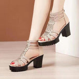 Women Soft Sole Solid Color High Heel Sandals
