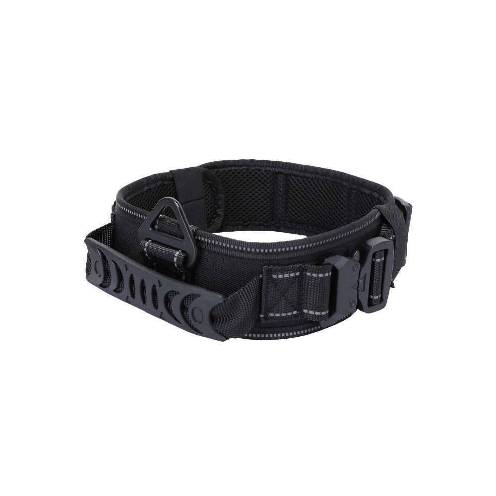 Tactical dog collar with metal buckle and quick-release function