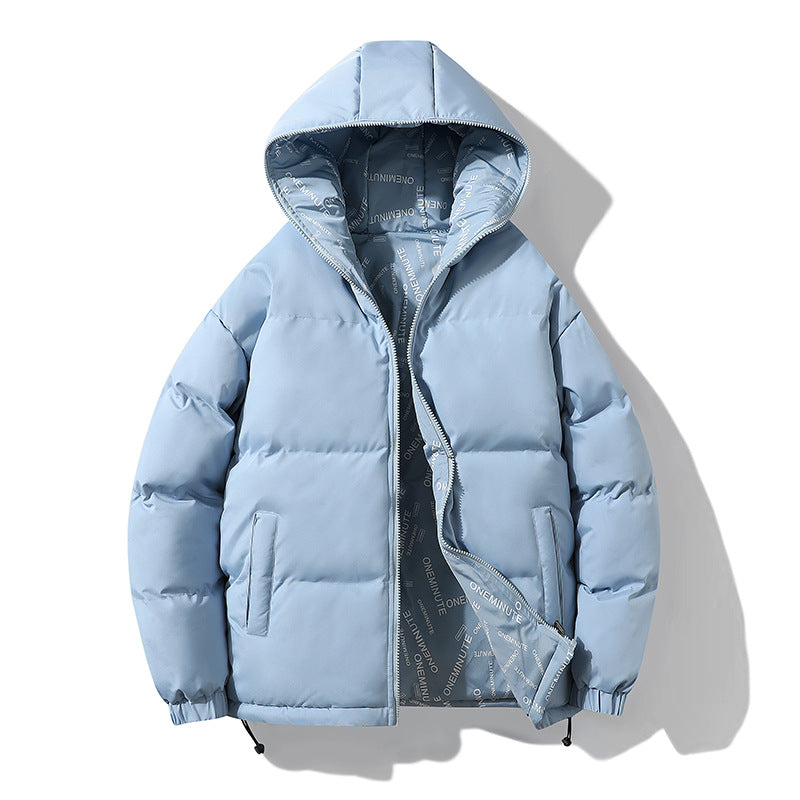 Men Reversible Thickened Winter Cotton Coat Hooded Zipper Jacket