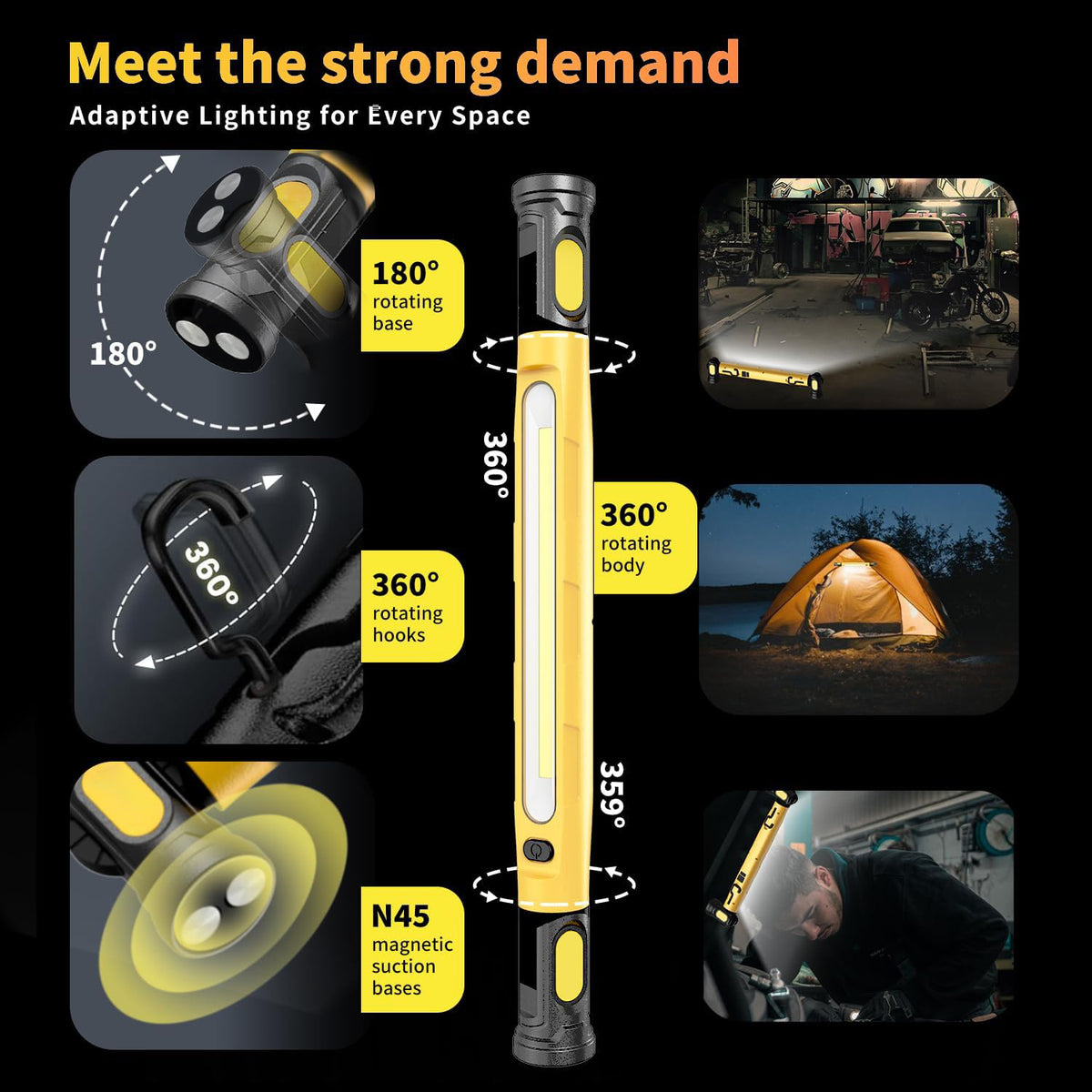 Multifunctional Magnetic LED Work Light with Hook