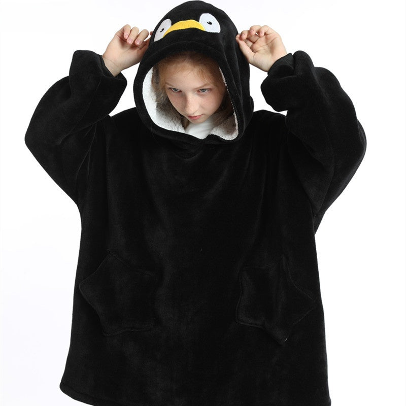 Kids cartoon animal hooded fleece robe, photo 5