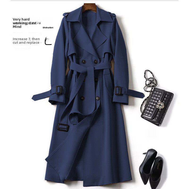 Women's Double-Breasted Lapel Long Sleeve Trench Coat
