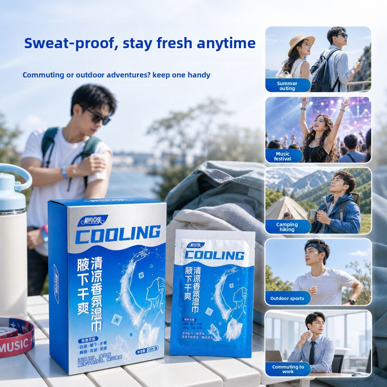 Portable Sweat Absorbing Deodorizing Wipes