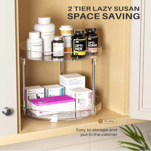 Pack of 2 Rotating Spice Rack Organizer Turntable